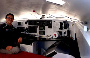 Eric Holden at home in O Canada’s nav station