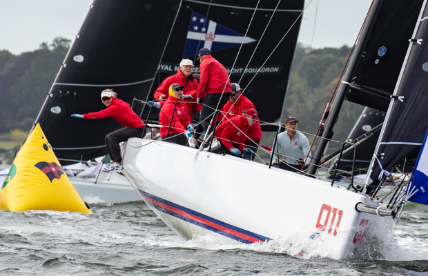 Team RCYC hoisting the spinnaker at the New York Yacht Club Invitational Cup Team RCYC hoisting the spinnaker at the New York Yacht Club Invitational Cup