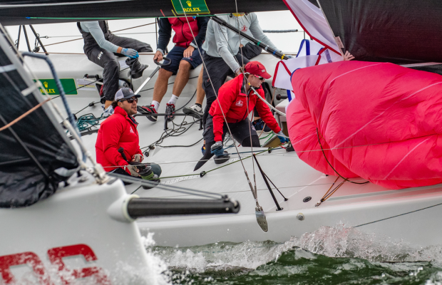 Team RCYC rounding the leeward mark at the New York Yacht Club Invitational Cup Team RCYC rounding the leeward mark at the New York Yacht Club Invitational Cup