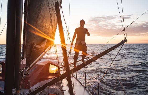 sunset on the IMOCA mid atlantic