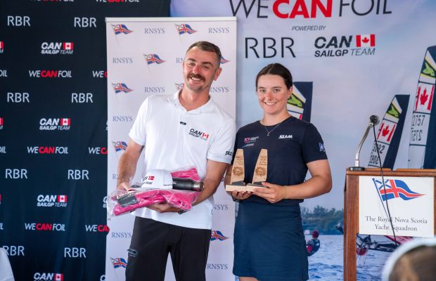 Top Female at WASZP North American's 2024 in Halifax! Receiving the award for top female at Waszp north american's 2024