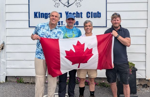 Thank You Kingston Yacht Club for supporting TEAM CANADA 1 while training! (L to R) Brian Arthur, Theo Weber, Chris Jonas, Gary Butler